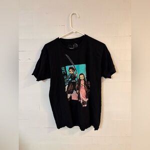 Demon Slayer Tanjiro & Nezuko Graphic T-Shirt Black Size Large Anime Tee
